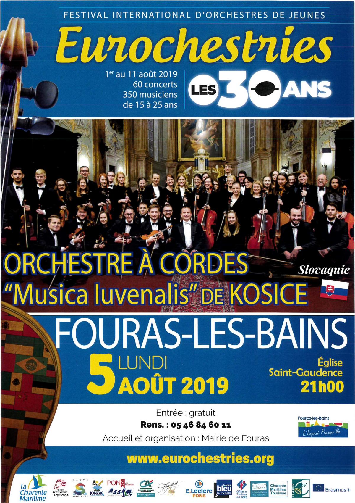 Concert classique - Festival  Eurochestries - Lundi 5 août 2019 - 21h église Saint-Gaudence 