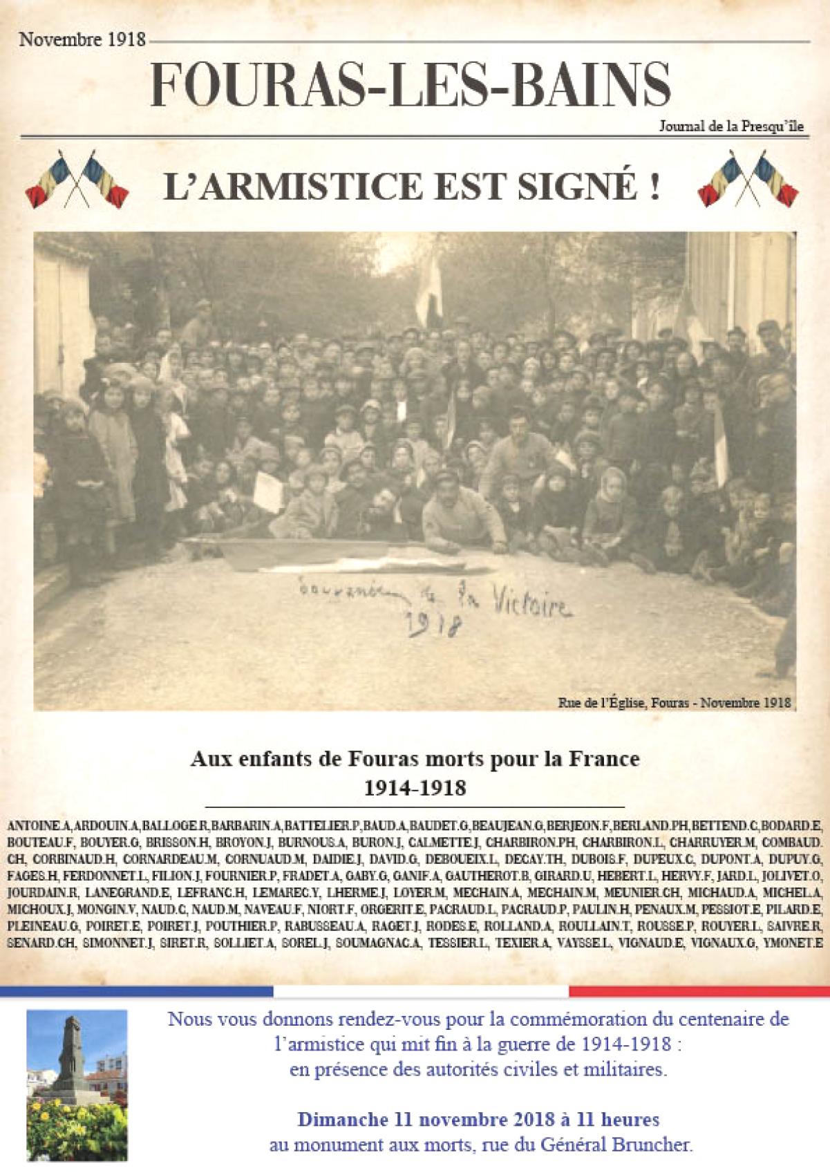 Cérémonie patriotique - Dimanche 11 novembre 2018 - Monument aux morts