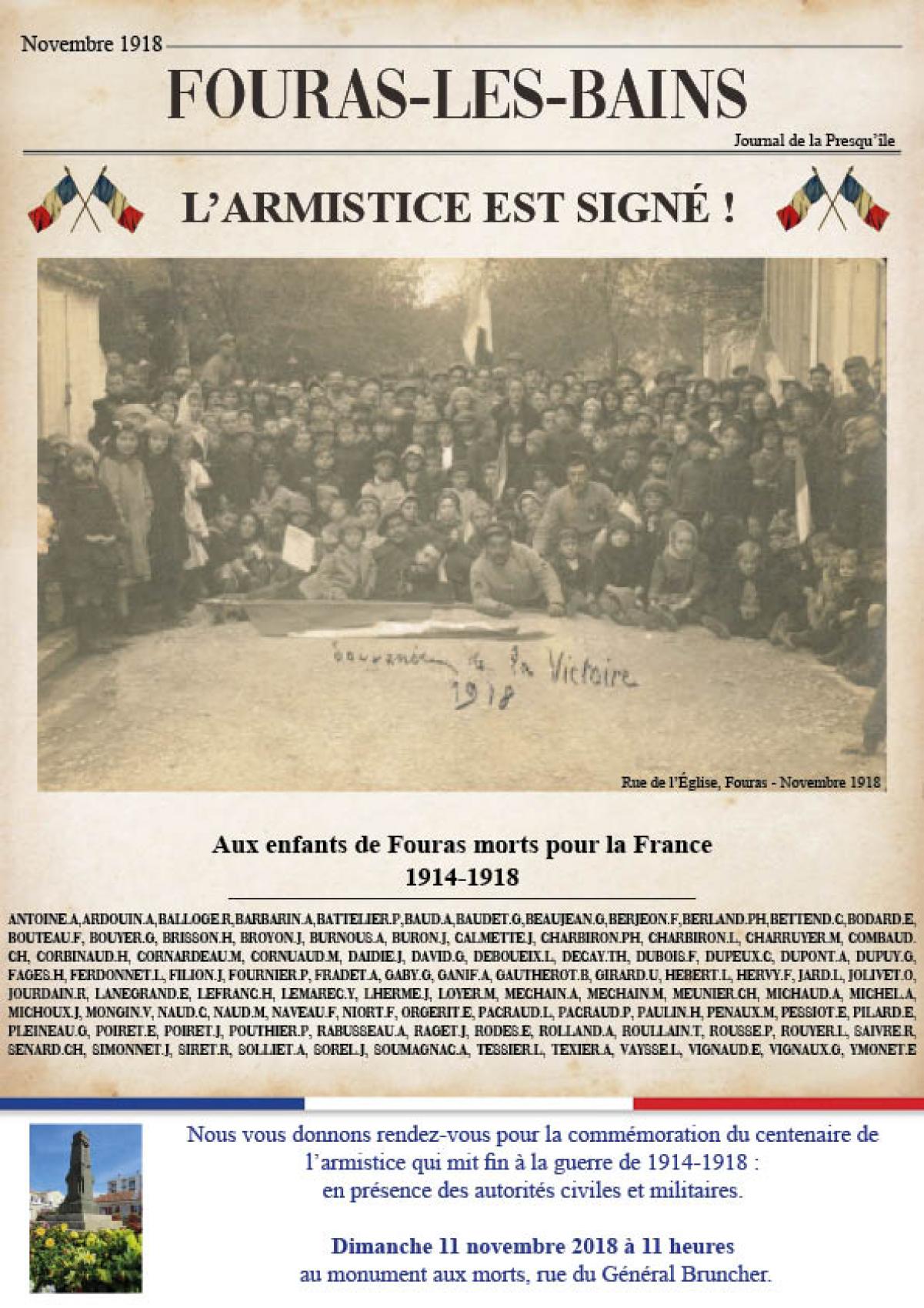 Cérémonie patriotique - Dimanche 11 novembre 2018 - Monument aux morts