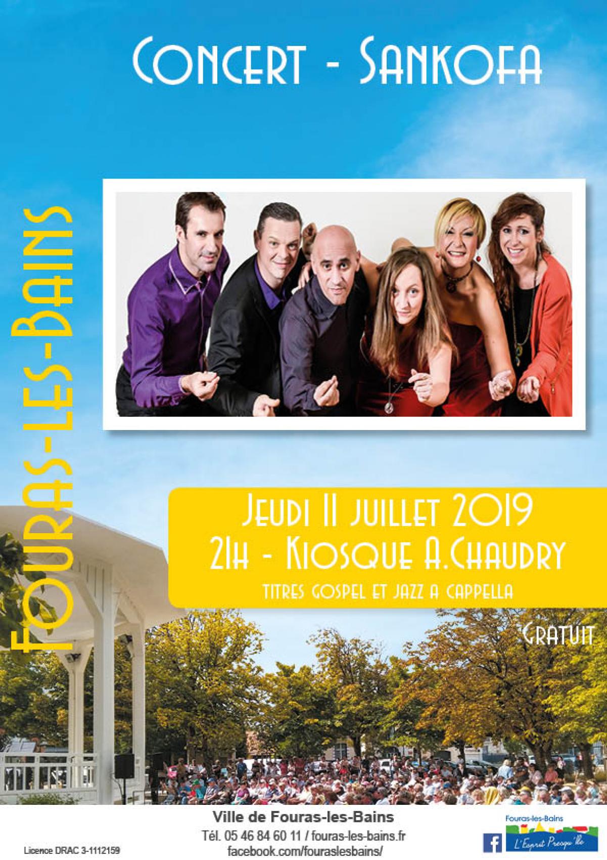 Concert de Sankofa - Jeudi 11 juillet 2019 - 21h Kiosque A. Chaudry